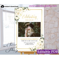 Ivory Roses Funeral Welcome Sign, Funeral Welcome Poster, (123) Ivory Roses Funeral Welcome Sign, Funeral Welcome Poster, (123)